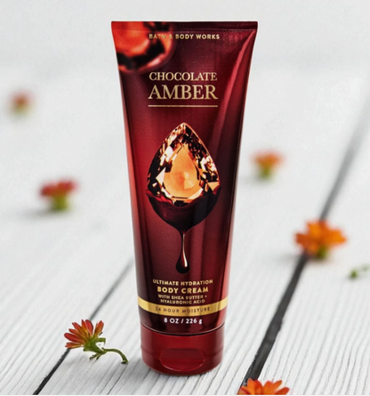 New Bath & Body Works Chocolate Amber Ultimate Hydration Body Cream 8 oz