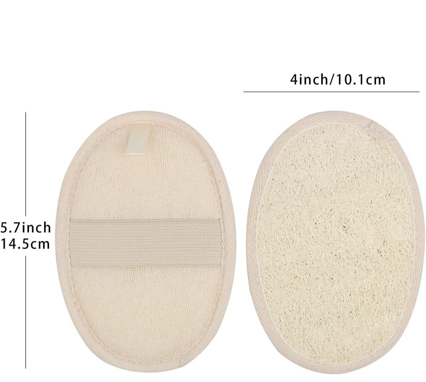 Exfoliating Loofah Sponge Pad - Natural Luffa & Terry Cloth, Body Scrubbers for Shower & Bath
