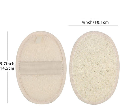 Exfoliating Loofah Sponge Pad - Natural Luffa & Terry Cloth, Body Scrubbers for Shower & Bath