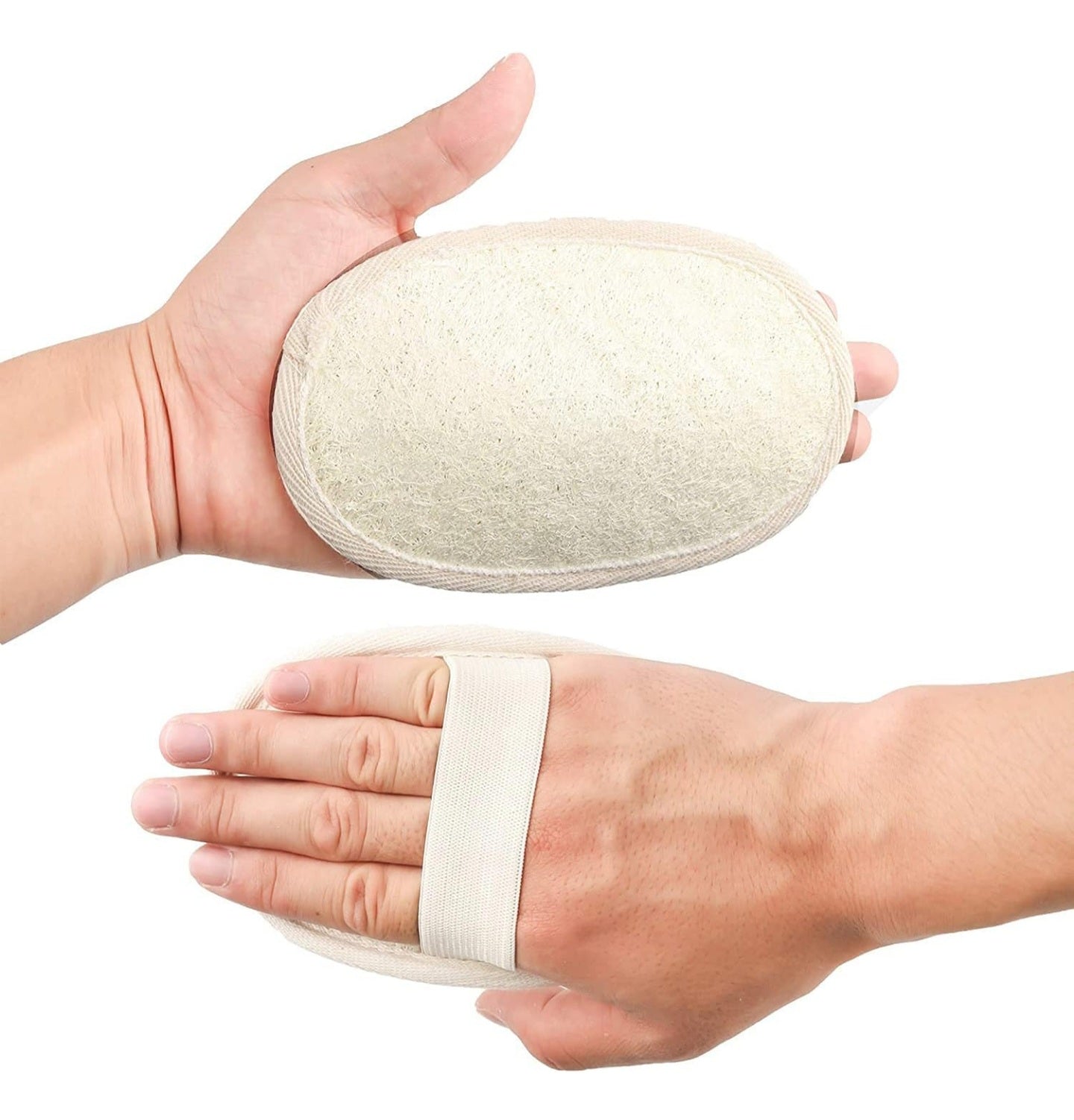 Exfoliating Loofah Sponge Pad - Natural Luffa & Terry Cloth, Body Scrubbers for Shower & Bath