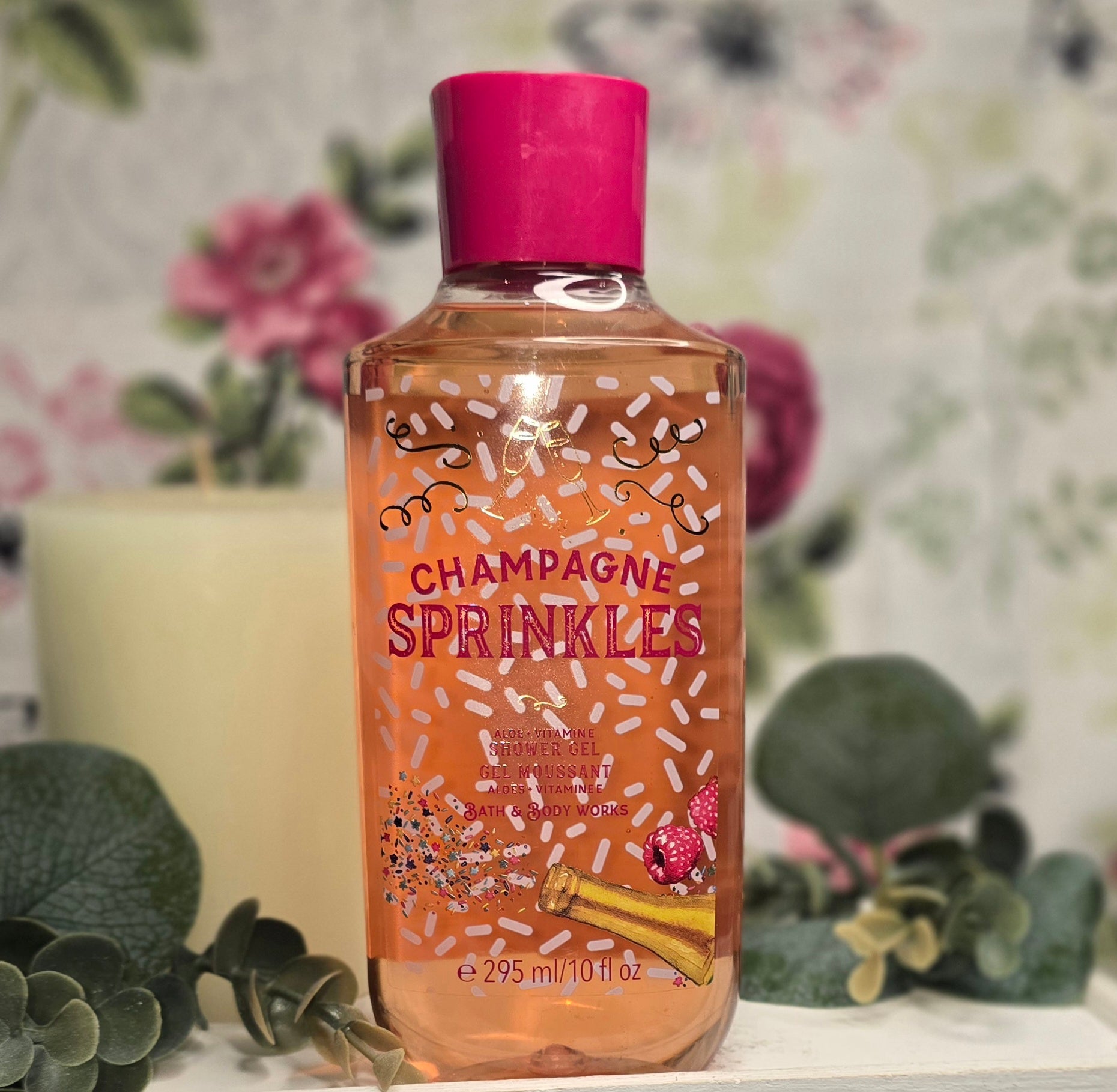 New Bath and Body Works Champagne Sprinkles Aloe and Vitamin E Shower Gel, Body Wash 10 fl oz 