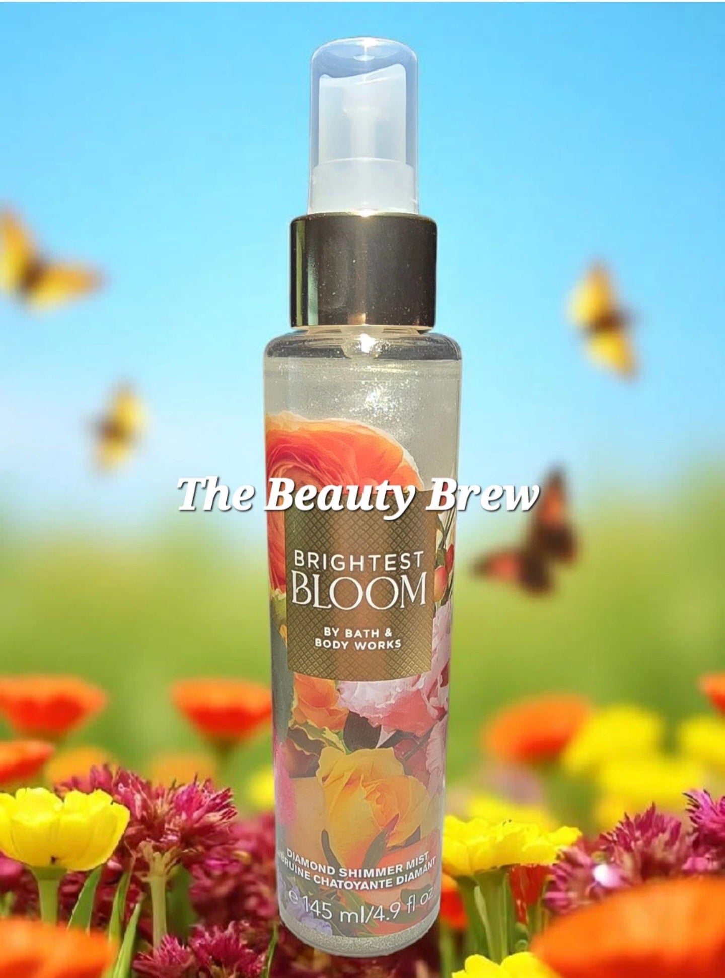 New Bath and Body Works Brightest Bloom Diamond Shimmer Body Mist, Body Spray 4.9 oz