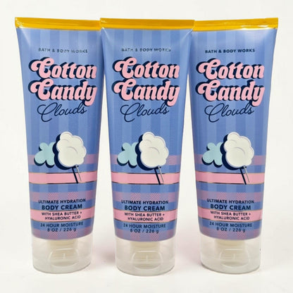 New Bath and Body Works 3Pc Cotton Candy Clouds Ultimate Hydration Body Cream