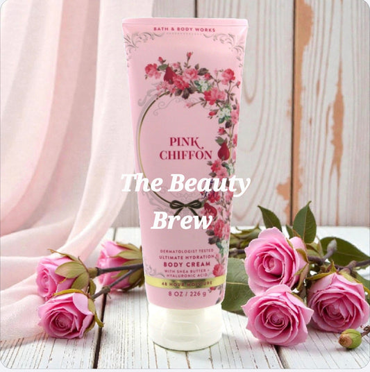 New Bath and Body Works Pink Chiffon Ultimate Hydration Body Cream 8 oz