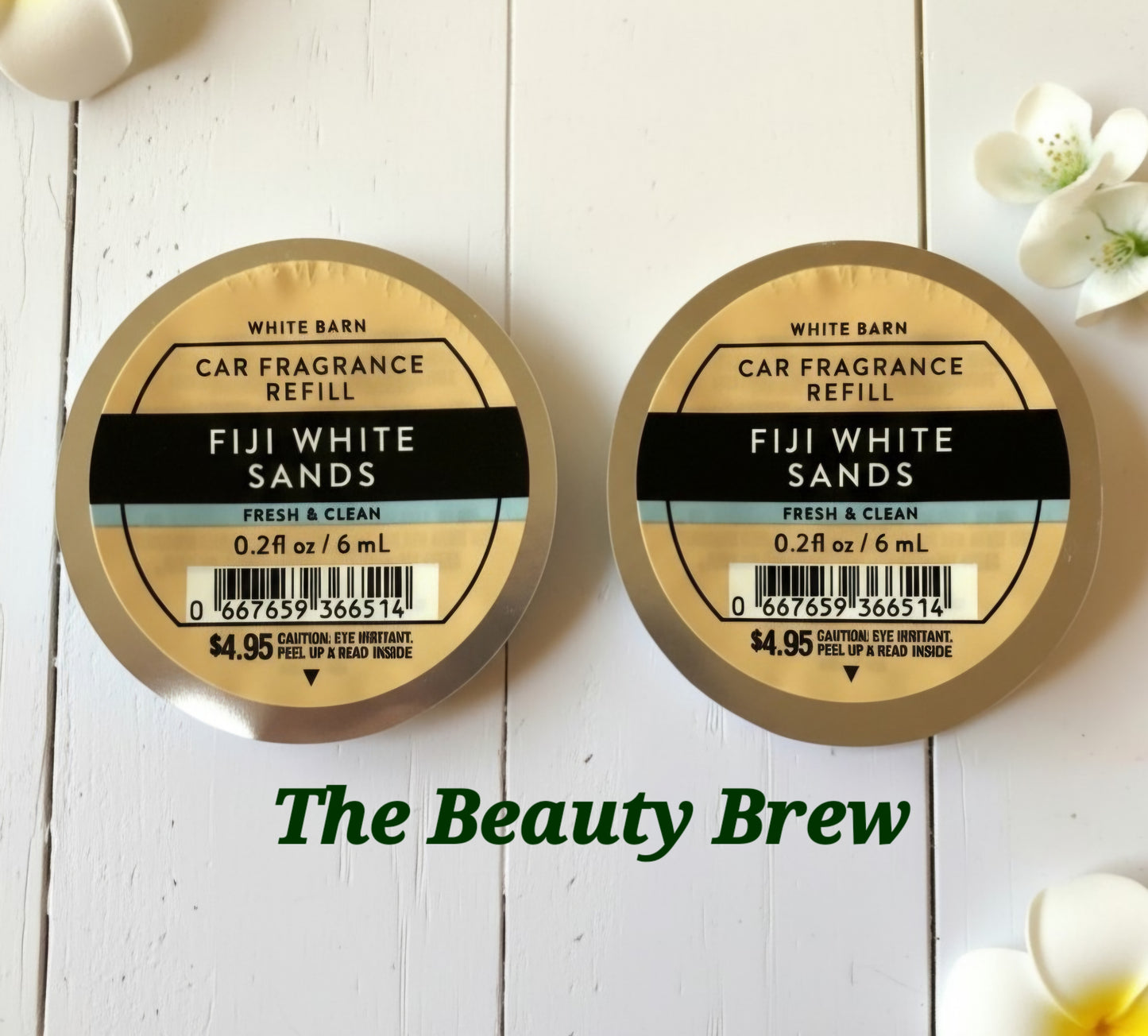 Bath And Body, White Barn's: (2) Fiji White Sands Scentportables Fragrance Car Refill