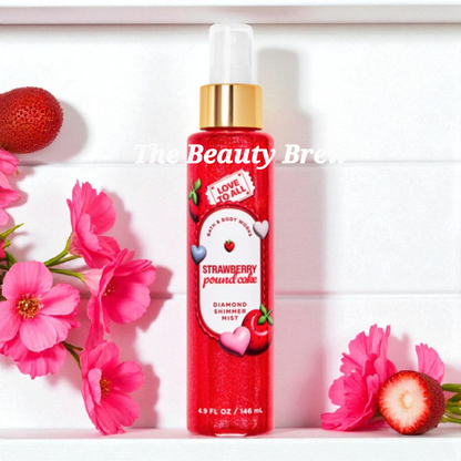 Bath & Body Works Strawberry Pound Cake Diamond Shimmer Body Mist Body Spray 4.9 fl oz