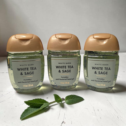 Bath & Body Works Set of 3 White Tea and Sage PocketBacs, 1 Oz Hand Sanitizers