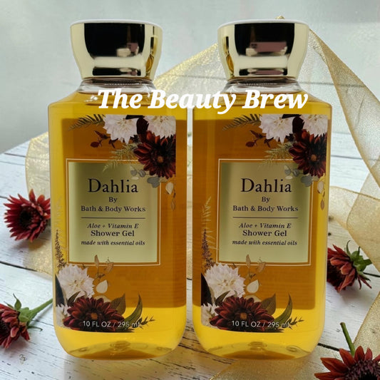 New Set of 2 Bath and Body Works Dahlia Aloe and Vitamin E Shower Gel, Body Wash 10 fl oz