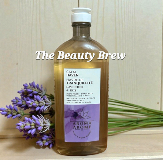 New Bath and Body Work Aromatherapy Lavender and Iris Body Wash and Foam Bath 10 fl oz