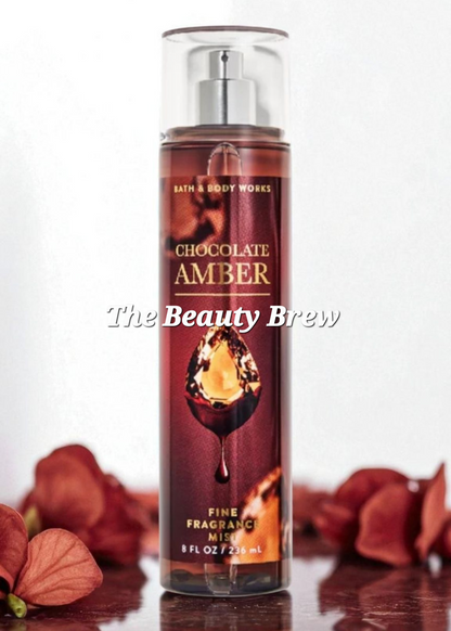 New Bath and Body Works Chocolate Amber Fine Fragrance Body Mist, Body Spray