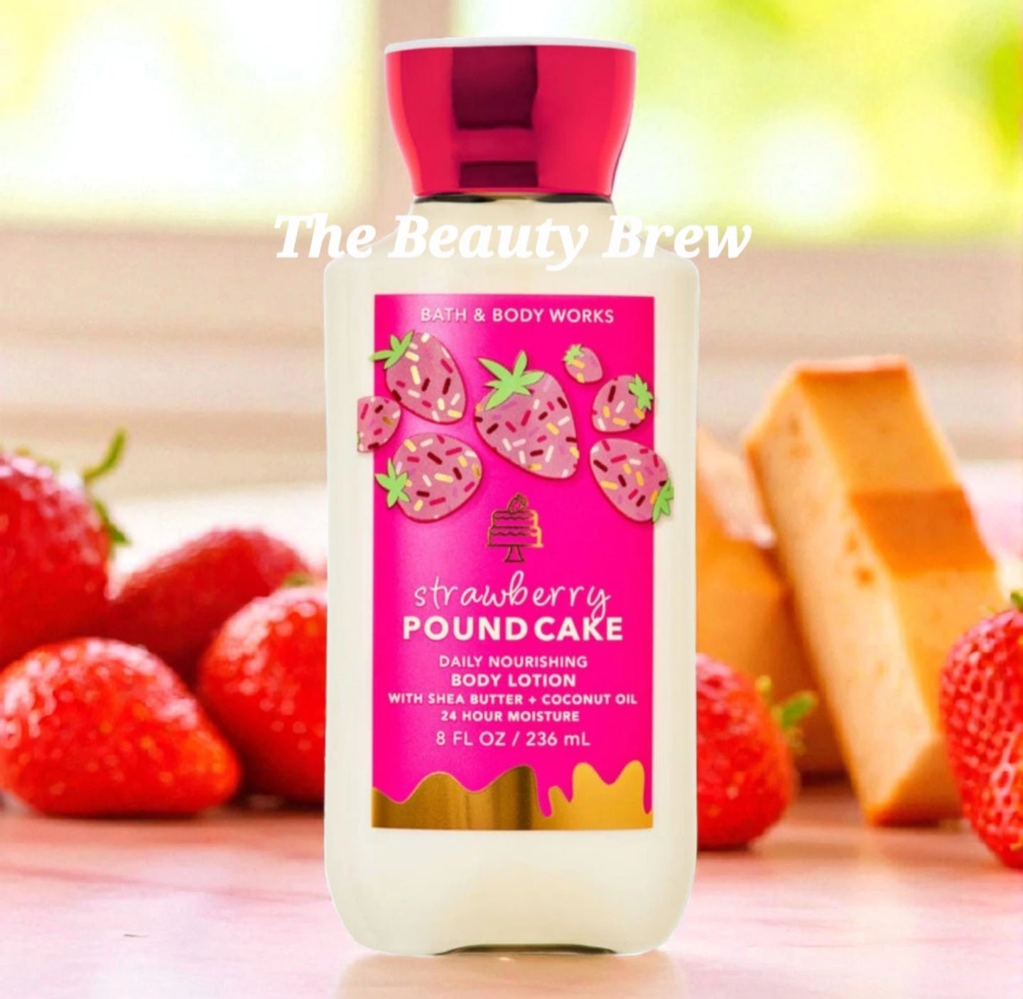 New Bath and Body Works Strawberry Pound Cake Daily Nourishing Body Lotion 8 oz