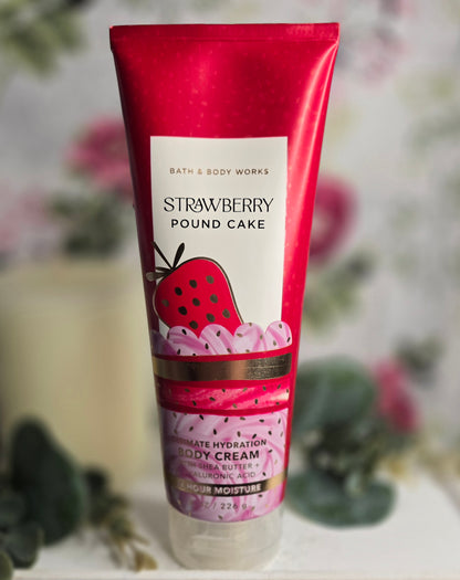 New Bath and Body Strawberry Pound Cake Ultimate Hydration Body Cream 