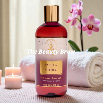 New Bath and Body Works Vanilla and Nutmeg  Body Wash And Foam Bath 10 oz