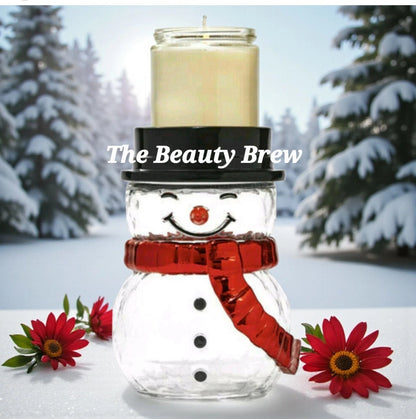 New Bath and Body Works Holiday Snowman Single Wick Glass Candle Holder.