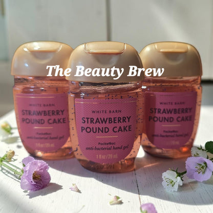 Bath &  Body Works Set Of 3 Strawberry Pound Cake Anti-Bacterial Pocketbacs Hand Sanitizers