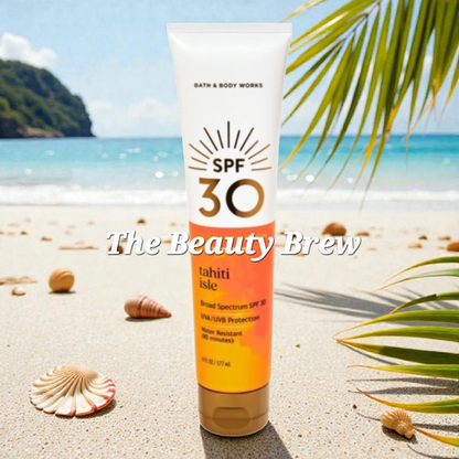 New Bath & Body Works Tahiti Isle SPF 30 Sunscreen Lotion 6 fl oz / 177mL.