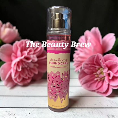 Bath and Body Works Strawberry Pound Cake Fine Fragrance Body Mist, Body Spray 8 fl oz.