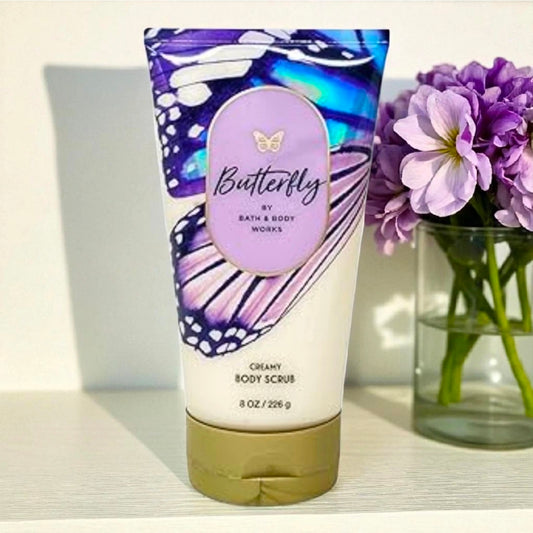 New Bath and Body Works Butterfly Creamy Body Exfoliating Scrub 8 oz