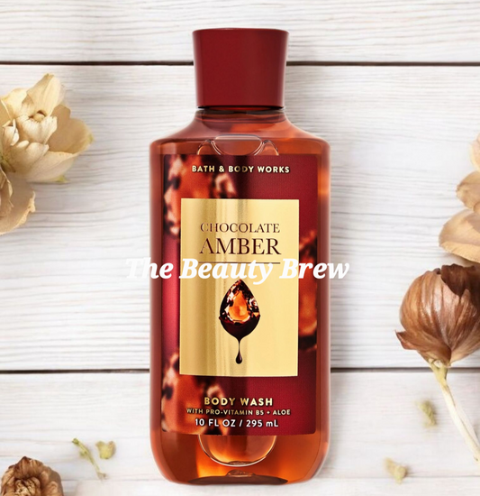 New Bath and Body Works Chocolate Amber Body Wash, Shower Gel 10 oz