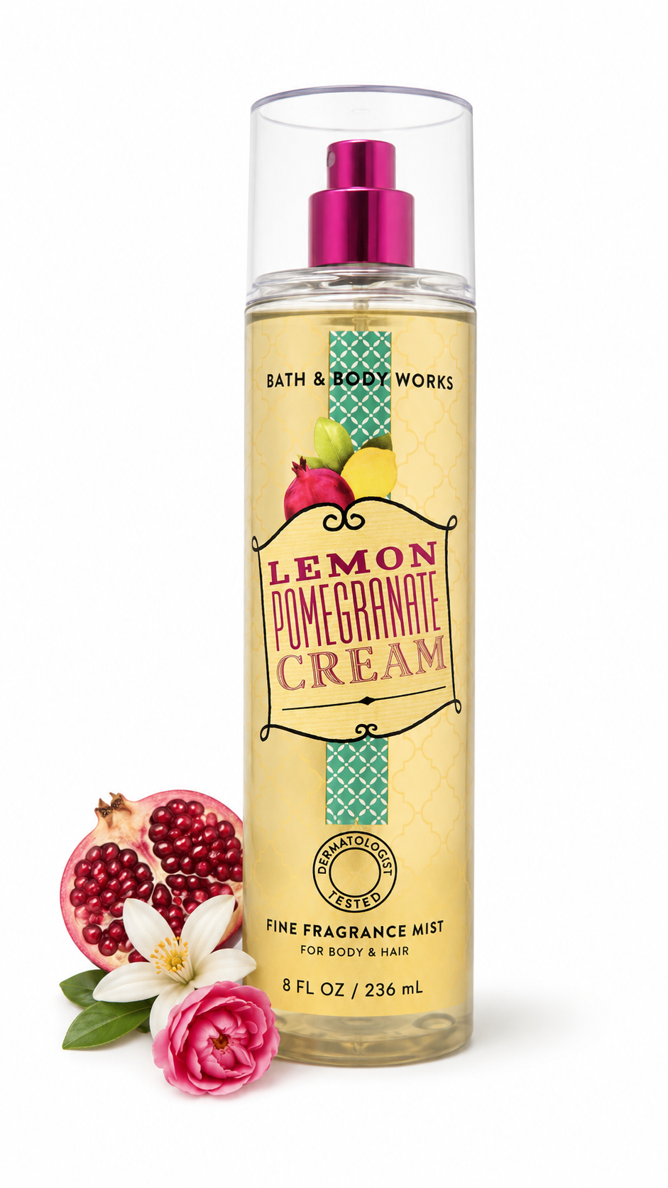 New Bath & Body Works Lemon Pomegranate Cream Body Mist, Body Spray 8 Oz
