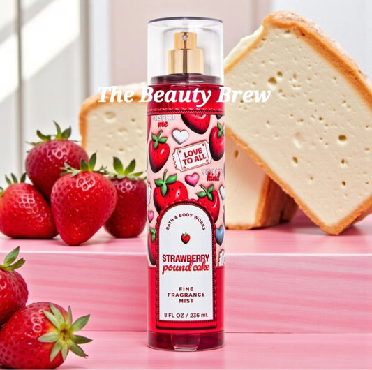 Bath and Body Works Strawberry Pound Cake Fine Fragrance Body Mist, Body Spray 8 fl oz.