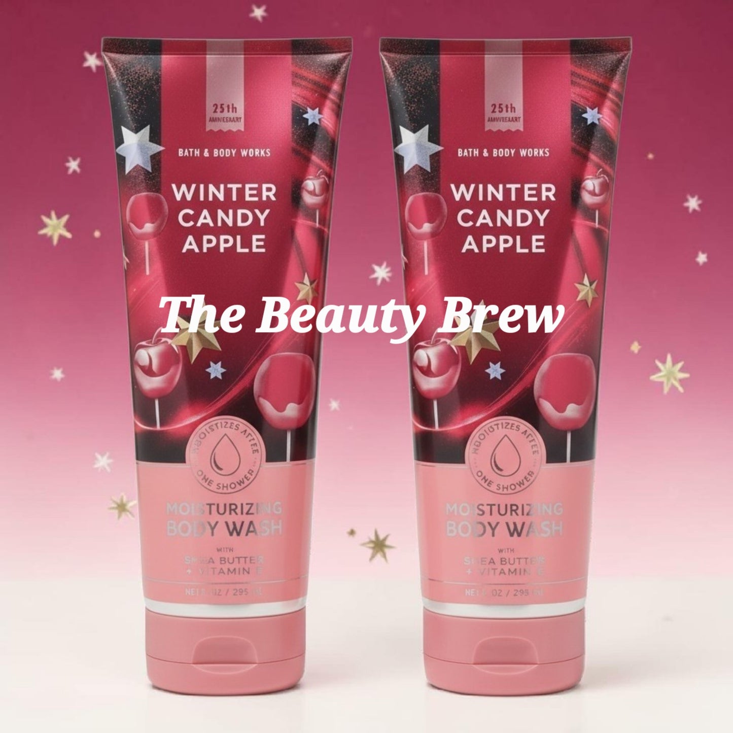 New Bath and Body Works Set of 2 Winter Candy Apple Moisturizing Body Wash 10 fl oz
